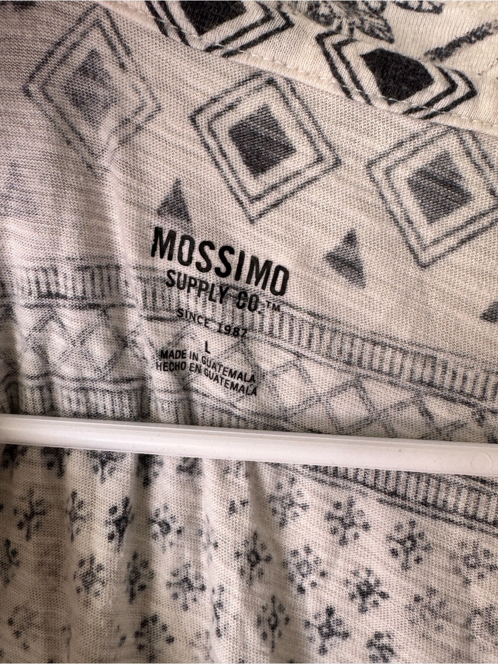 Mossimo Supply Co. Black and White Patterned V-Neck Tee - Picture 2 of 3